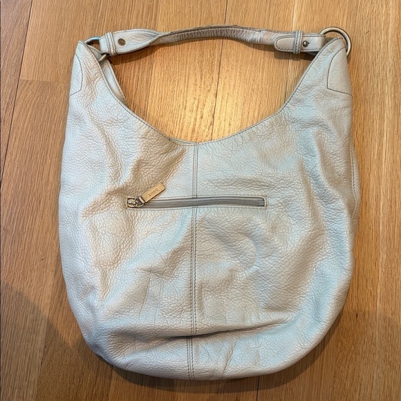 Hobo International Leather Shoulder Bag Purse Cream Silver - Picture 2 of 8